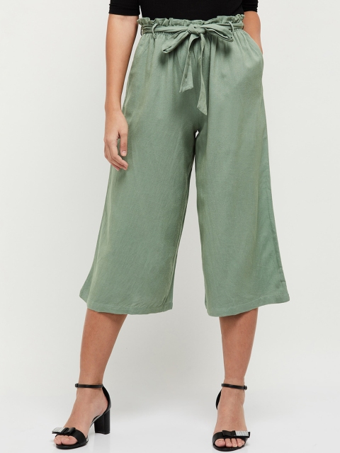 

max Women Green Regular Fit Solid Culottes