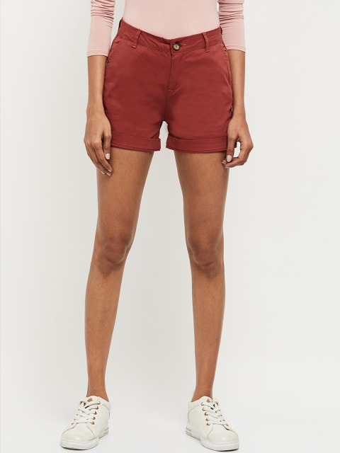 

max Women Rust Brown Solid Regular Fit Regular Shorts