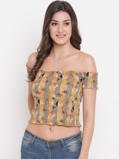 

Aawari Multicoloured Off-Shoulder Bardot Crop Top, Multi