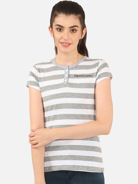 

V2 Value & Variety Grey & White Striped Chambray Regular Top
