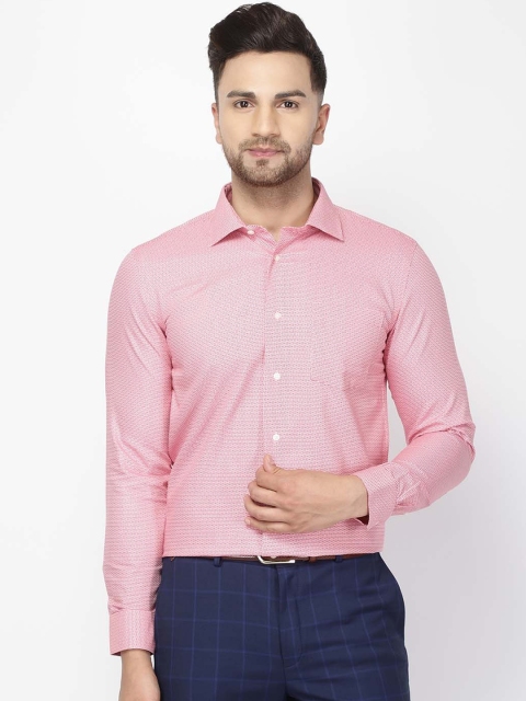 

Blackberrys Men Pink Slim Fit Self Design Formal Shirt