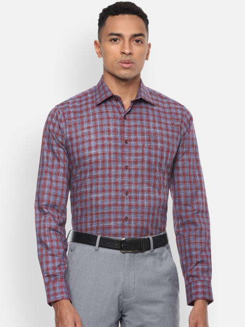

Van Heusen Men Maroon & Blue Slim Fit Checked Formal Shirt