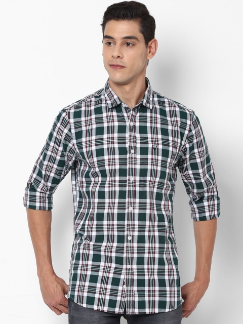

Solly Jeans Co. Men Green & White Pure Cotton Checked Casual Shirt