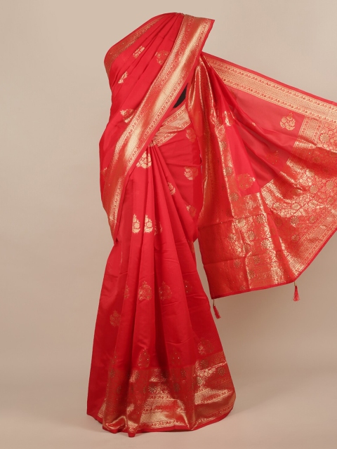

Pothys Red Woven Design Jute Silk Saree