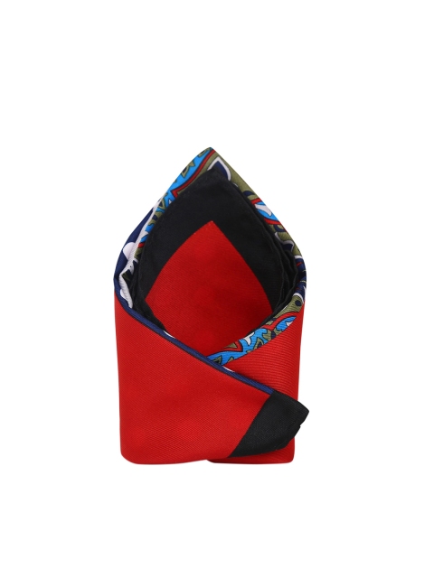 

Tossido Men Red & Navy Blue Printed Pocket Square