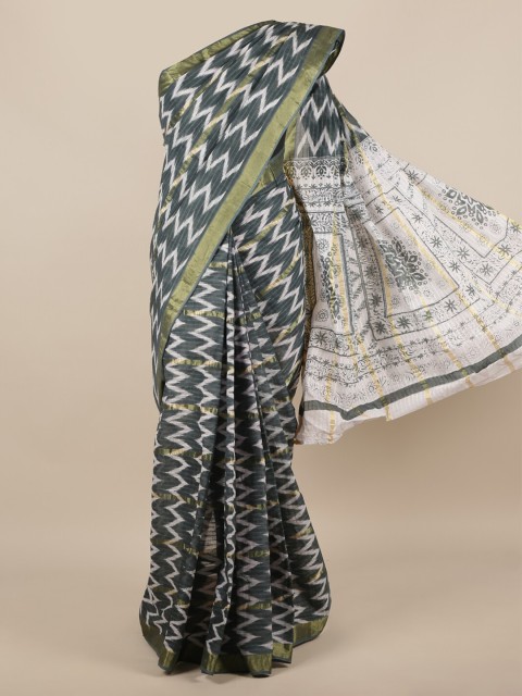 

Pothys Grey & White Pure Cotton Printed Saree