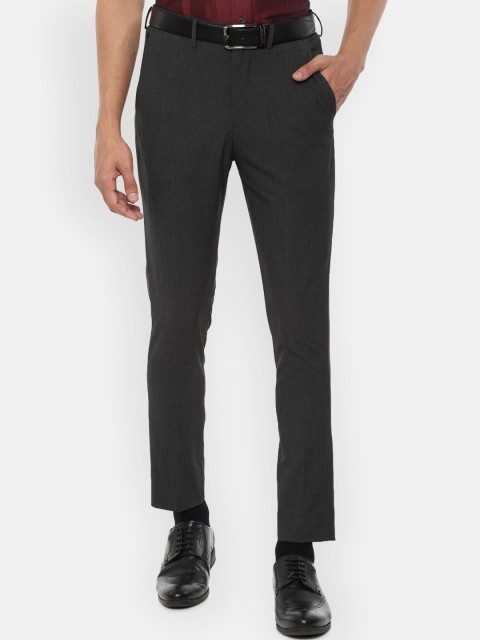 

Louis Philippe Men Charcoal Grey Slim Fit Solid Formal Trousers