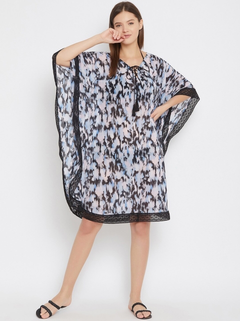 

The Kaftan Company Women Blue & Black Printed Kaftan Cover-Up Dress