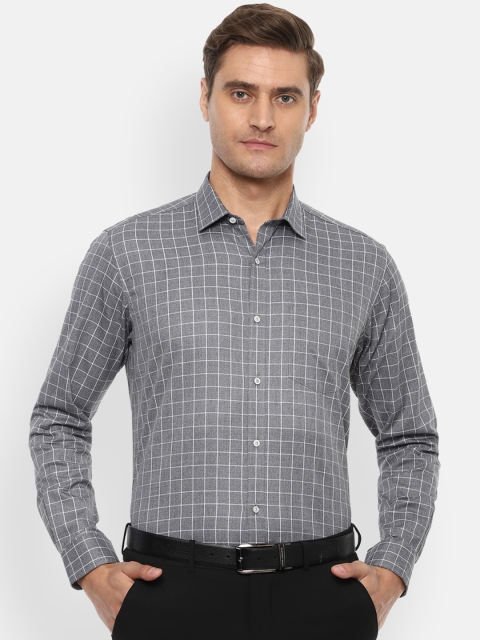 

Van Heusen Men Grey & White Regular Fit Checked Formal Shirt