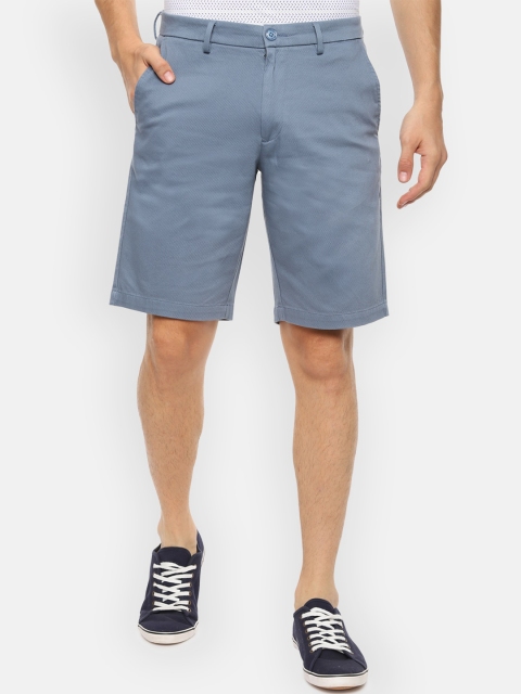 

V Dot Men Blue Self Design Regular Fit Regular Shorts