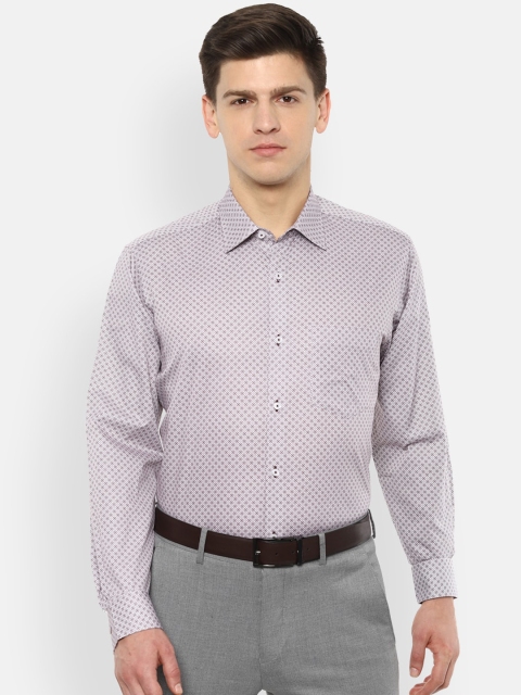 

Van Heusen Men Lavender & Brown Regular Fit Printed Formal Shirt