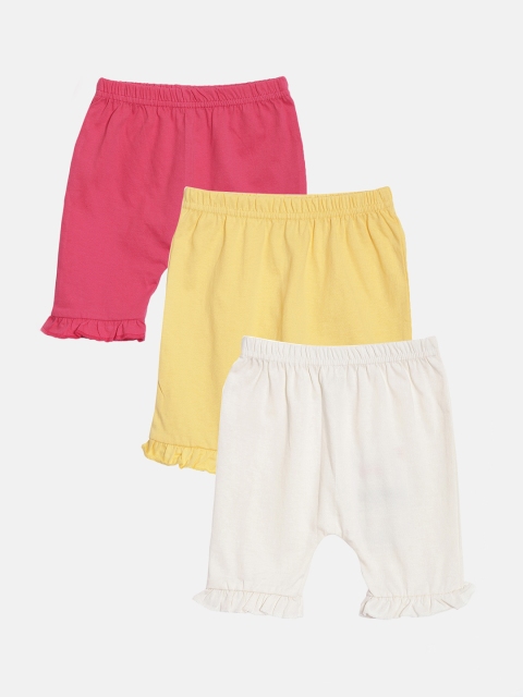 

Aomi Girls Pack of 3 Solid Regular Fit Shorts, White