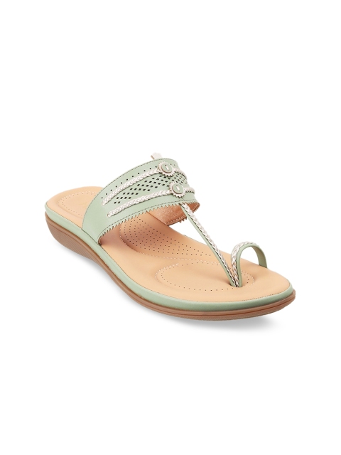 

Metro Women Green Laser Cut One Toe Flats