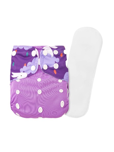 

GUCHIGU Kids Purple & White Printed Cloth Washable Diapers