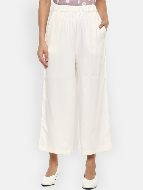 

Van Heusen Woman Off-White Regular Fit Solid Culottes