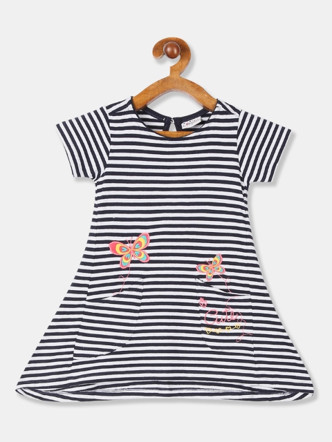 

Donuts Girls Navy Blue & White Striped A-Line Dress