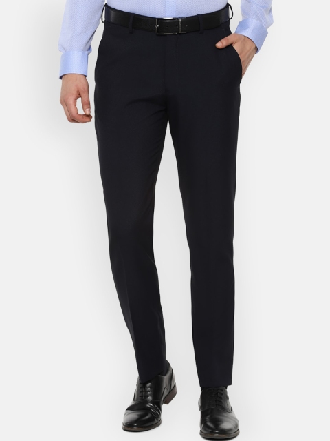 

Louis Philippe Men Navy Blue Slim Fit Solid Formal Trousers