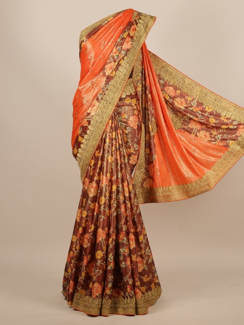 

Pothys Maroon Embroidered Jute Silk Saree