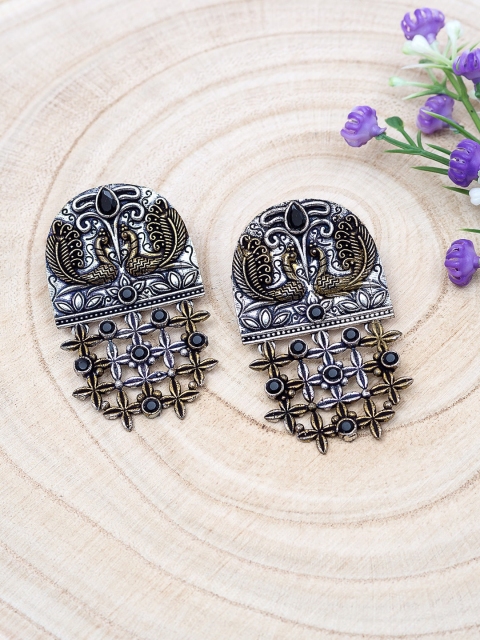 

Golden Peacock Grey Contemporary Drop Earrings