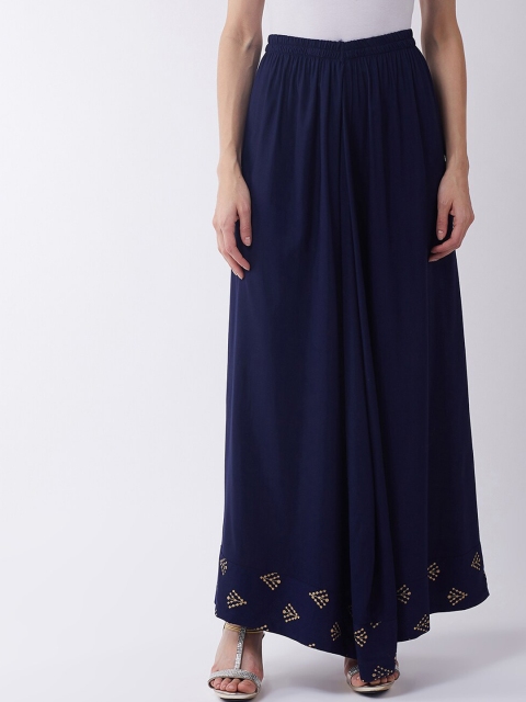 

InWeave Women Navy blue & Golden Embellished Maxi Length Skirt