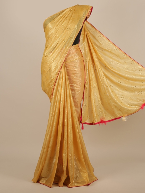 

Pothys Gold-Toned Woven Design Jute Silk Saree