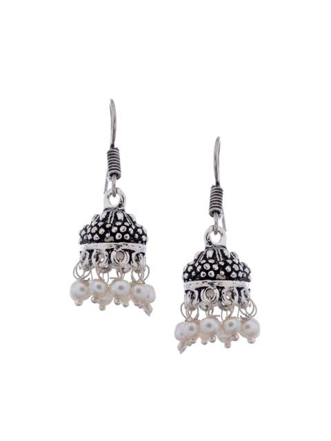 

Silvermerc Designs White Contemporary Jhumkas