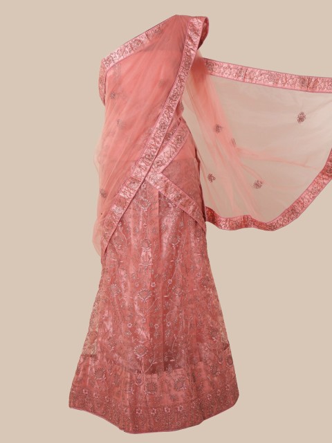 

Pothys Pink Embroidered Net Lehenga Saree