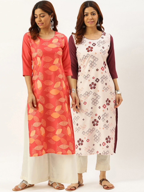

7Threads Women Multicoloured Ethnic Pack of 2 Motifs Printed Flared Sleeves, Multi