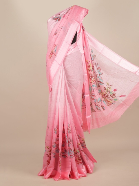 

Pothys Pink Printed Jute Silk Saree