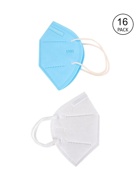 

OOMPH Pack Of 16 Solid 5-Ply Reusable Anti-Pollution KN95 Masks, Blue