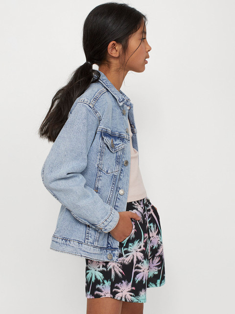 

H&M Girls Black & Pink Topical Patterned Pull-On Shorts