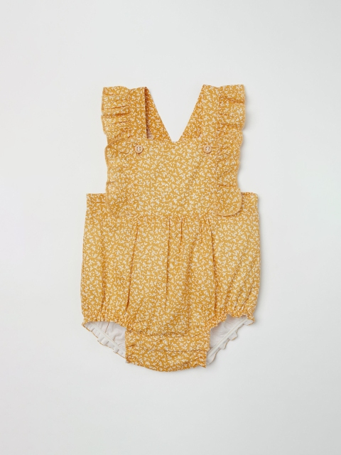 

H&M Girls Yellow & White Frill-Trimmed Dungaree Shorts