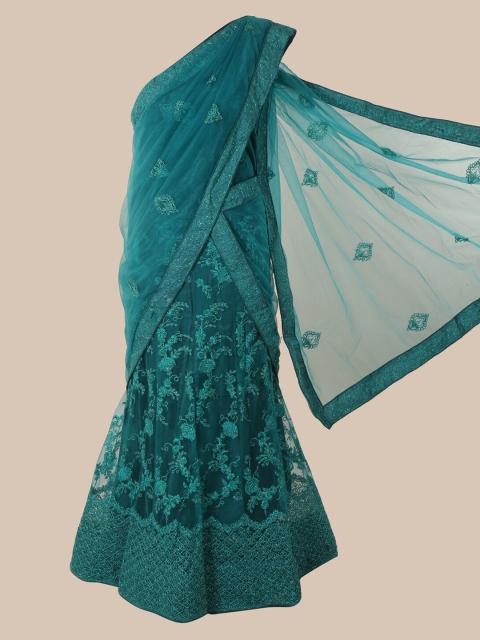 

Pothys Teal Woven Design Net Saree
