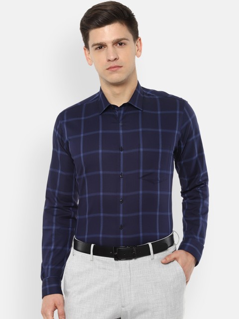 

Van Heusen Men Navy Blue Slim Fit Checked Formal Shirt