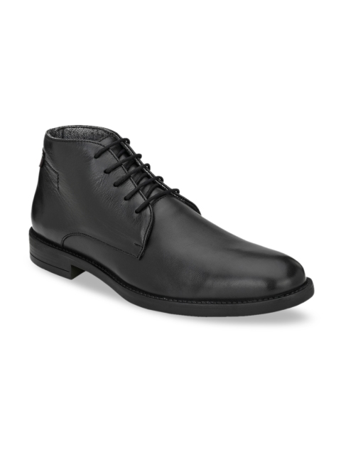 

Delize Men Black Solid Leather Formal Derbys