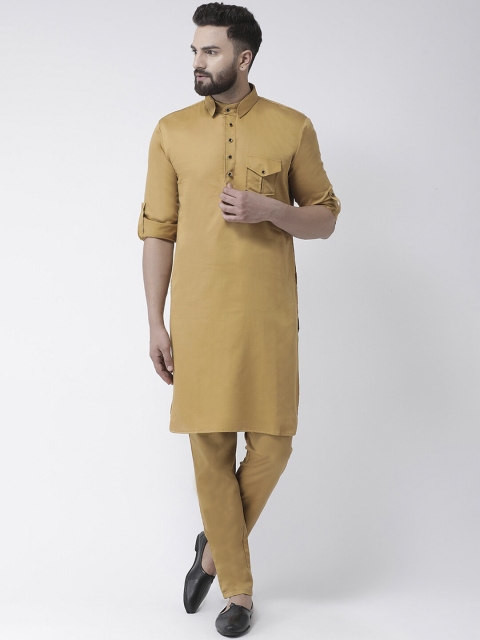 

I Know Men Khaki Thread Work Kurta