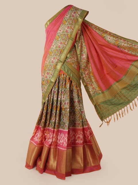 

Pothys Pink & Green Art Silk Printed Saree