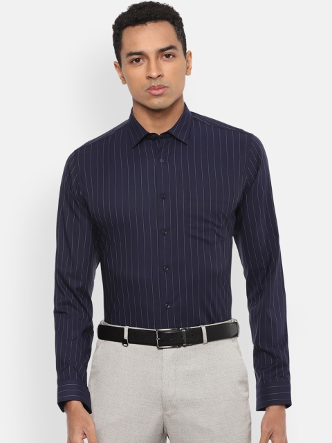 

Van Heusen Men Navy Blue & White Slim Fit Striped Formal Shirt