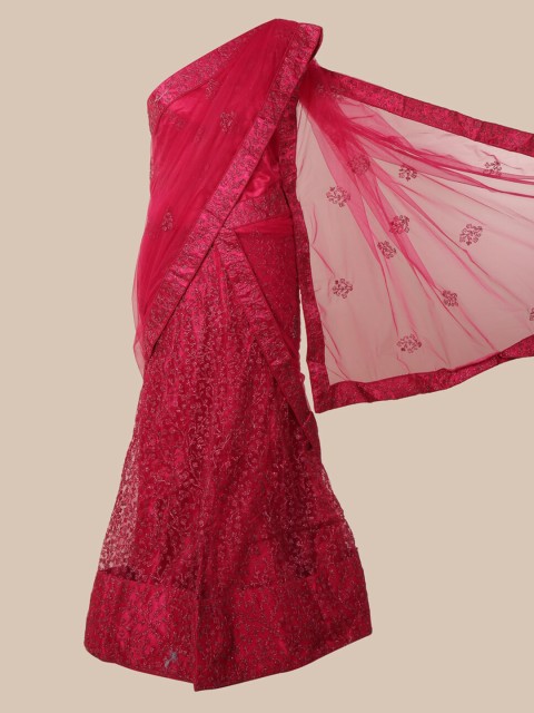 

Pothys Pink Embroidered Net Lehenga Saree