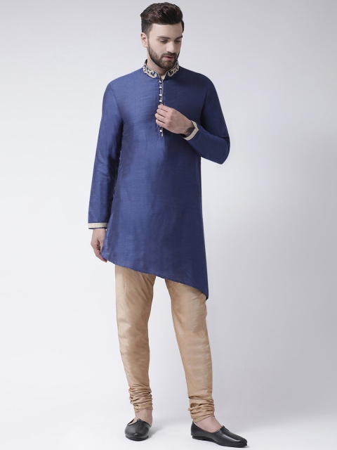 

I Know Men Navy Blue Solid Kurta