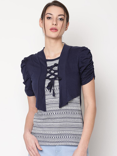 

V2 Value & Variety Navy Blue Layered Chambray Regular Top