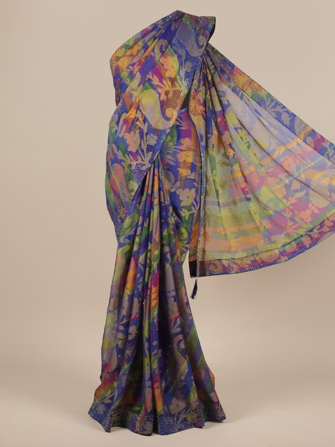 

Pothys Blue Solid Saree