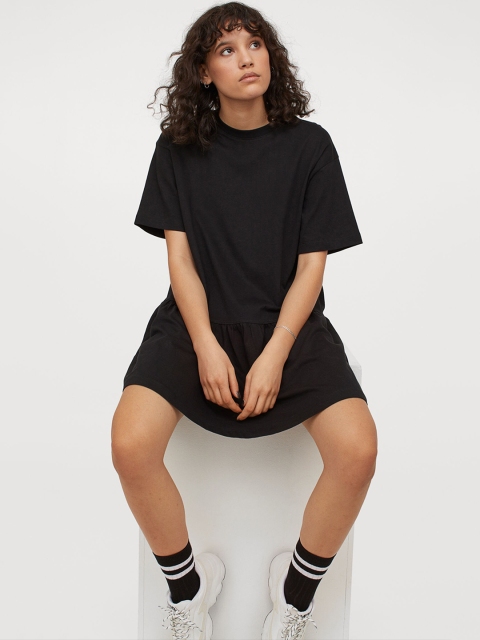 

H&M Women Black Solid T-shirt Dress