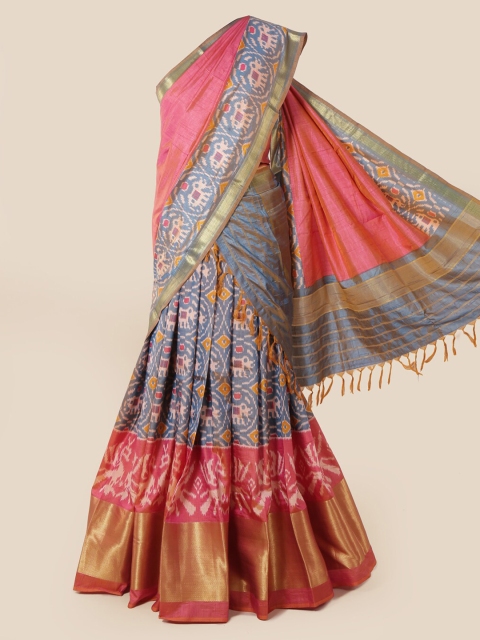

Pothys Multicoloured Printed Traditional Art Silk Half Saree, Multi