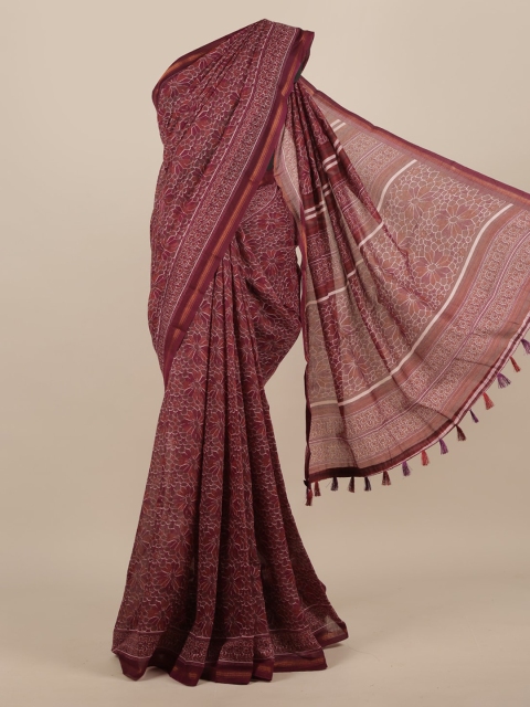

Pothys Purple Printed Jute Silk Saree
