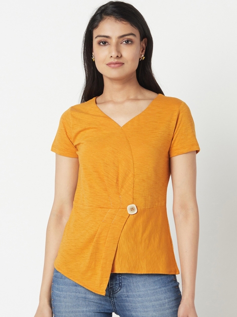 

Miss Grace Mustard Wrap Top