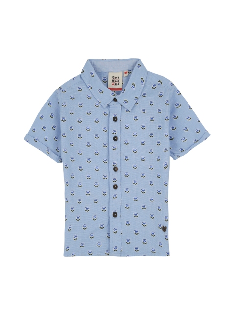 

Ed-a-Mamma Boys Blue & Black Regular Fit Printed Casual Shirt