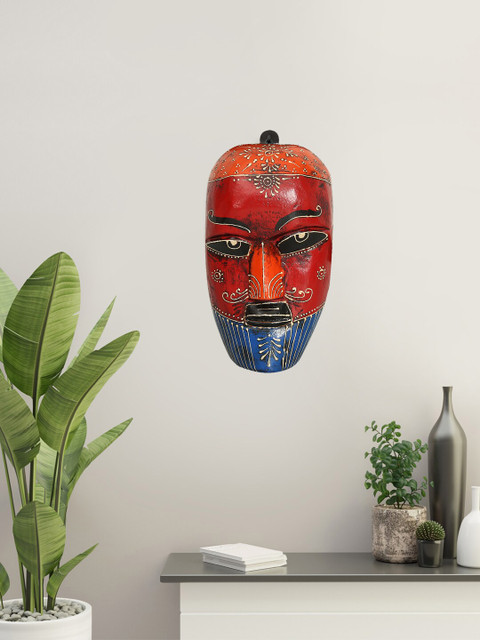 

India Circus by Krsnaa Mehta Red & Blue Cardinal Nymph Decorative Wooden Handcrafted Mask