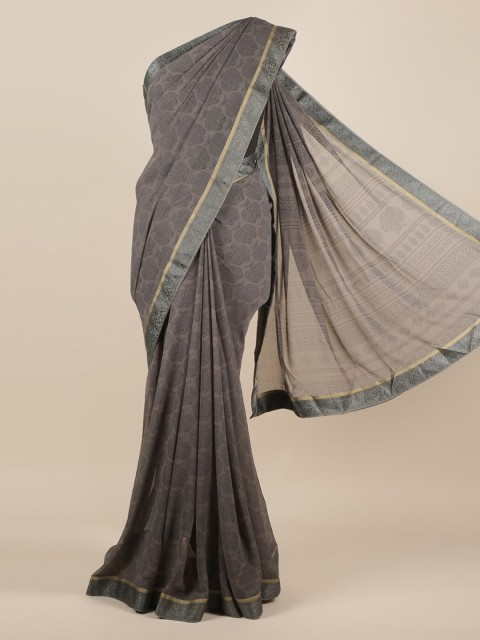 

Pothys Grey Printed Poly Chiffon Saree