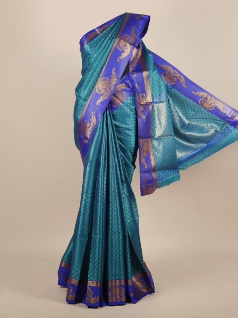 

Pothys Blue & Green Jute Silk Printed Saree